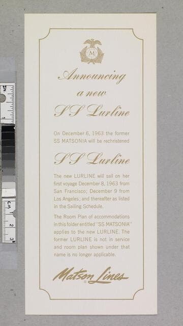 Announcing a new SS Lurline