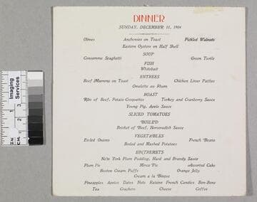 Dinner menu