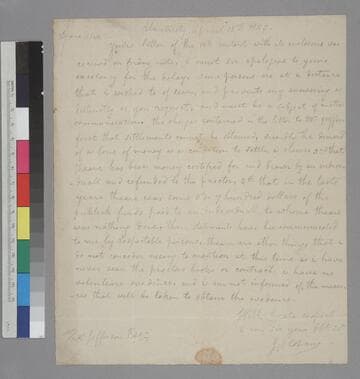 James Oldham, University, letter to Thomas Jefferson, Monticello